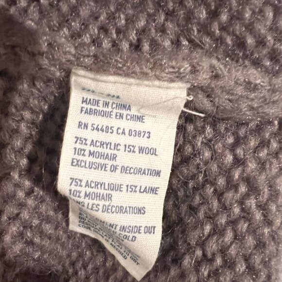 American Eagle Sweater M Womens Grey Pink Striped Wool Mohair Blend Size Medium - Picture 10 of 10